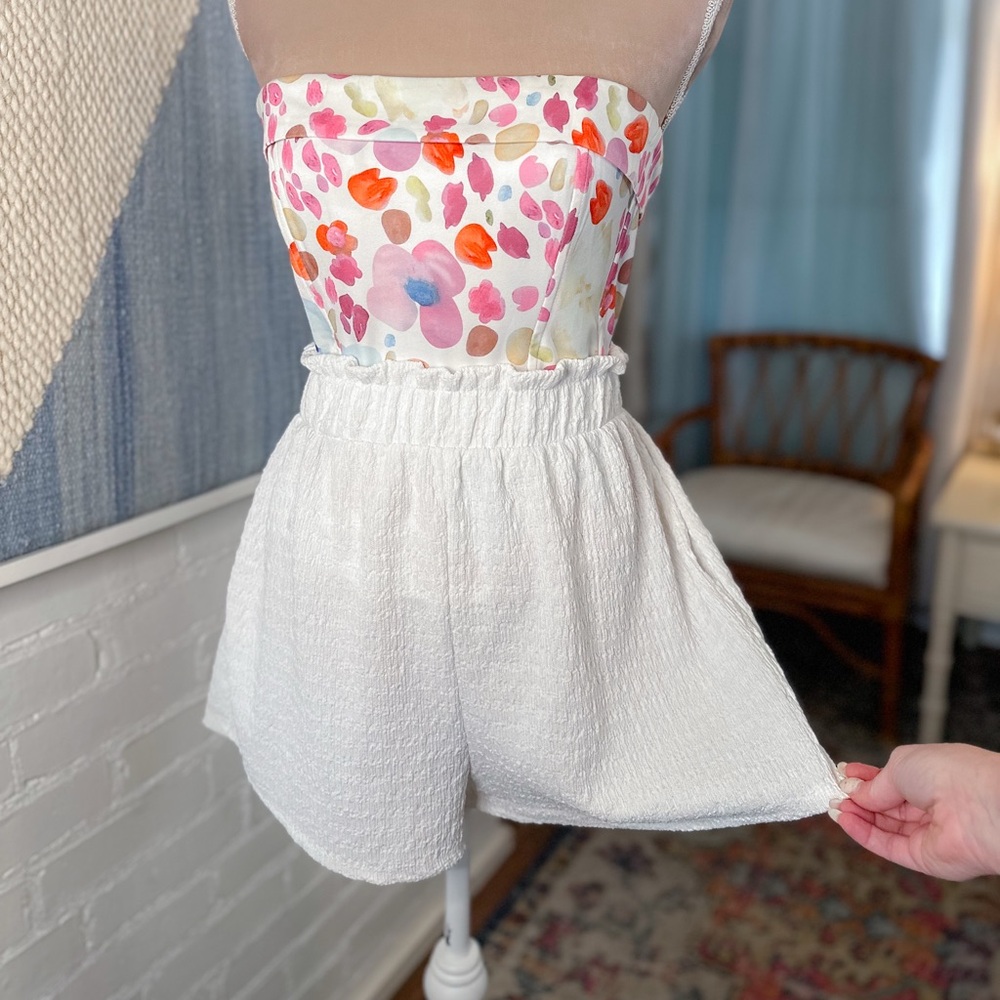 Fashion Nova White Wide Leg Gauzy Shorts